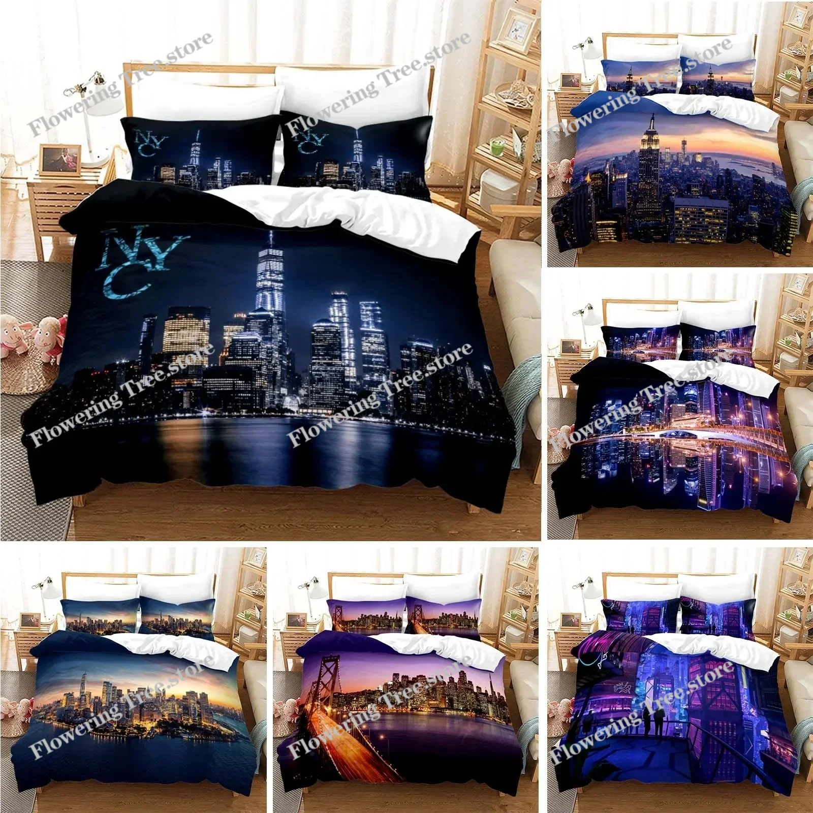 New York City Night View Beddi - Home Textiles New York ulasan dan harga