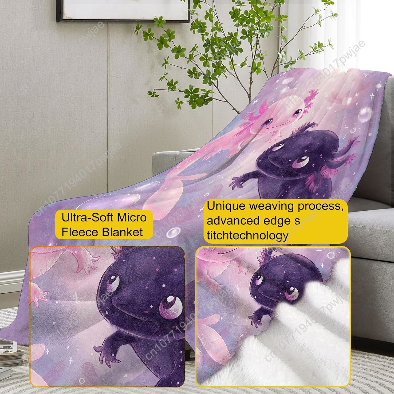 Axolotl Blanket Cute Axolotls  - Home Textiles & Furnishings ulasan dan harga