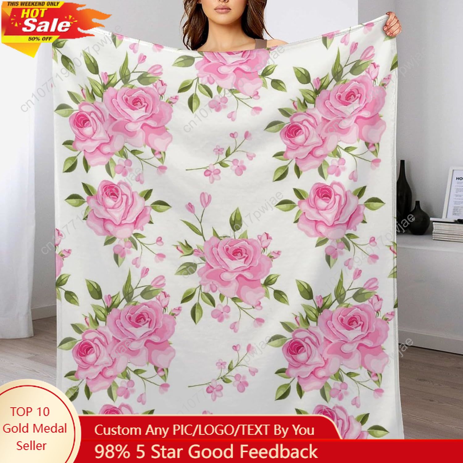 Pink Flower Throw Blanket Flor - Home Textiles & Furnishings ulasan dan harga