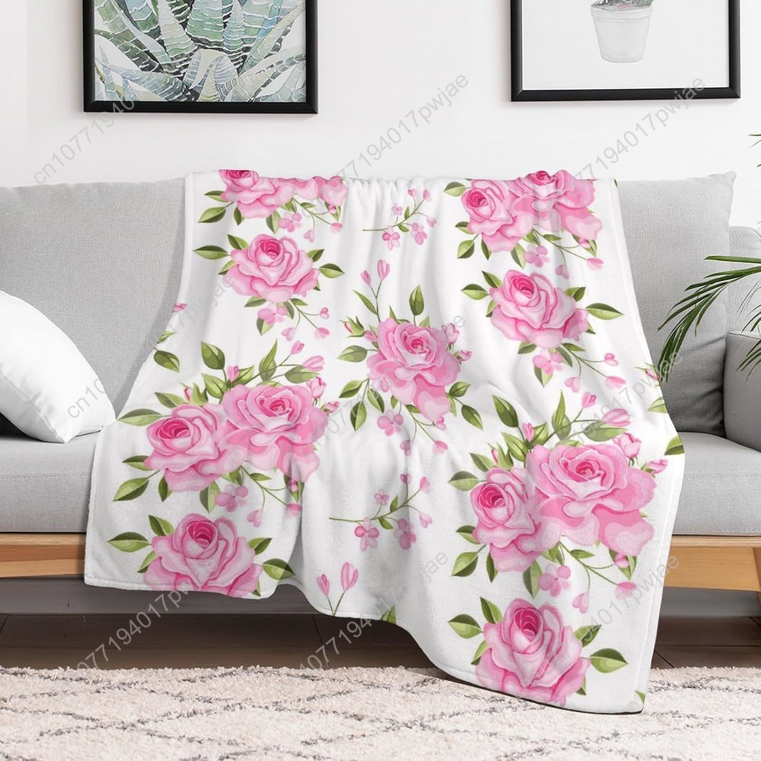Pink Flower Throw Blanket Flor - Home Textiles & Furnishings ulasan dan harga