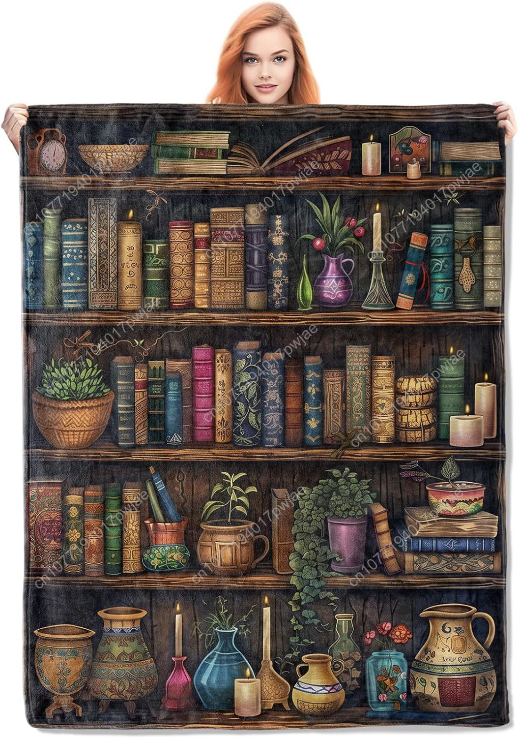 Vintage Bookshelf Blanket Read - Home Textiles & Furnishings ulasan dan harga
