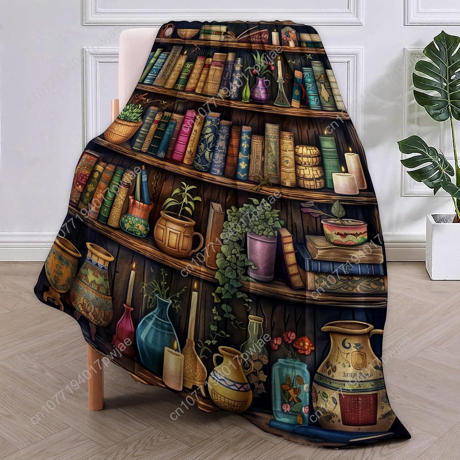 Vintage Bookshelf Blanket Read - Home Textiles & Furnishings ulasan dan harga