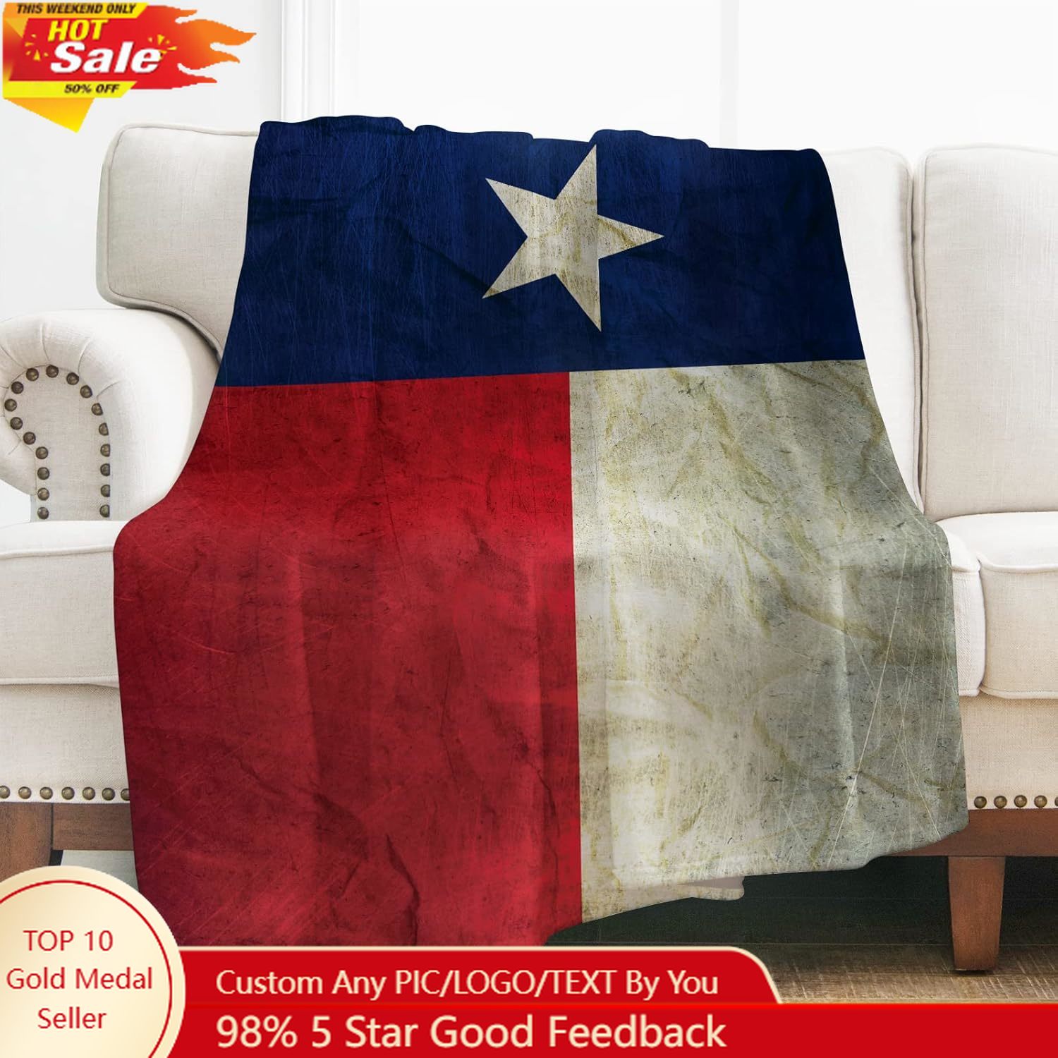 Levens Texas Flag Throw Blanke - Home Textiles & Furnishings ulasan dan harga