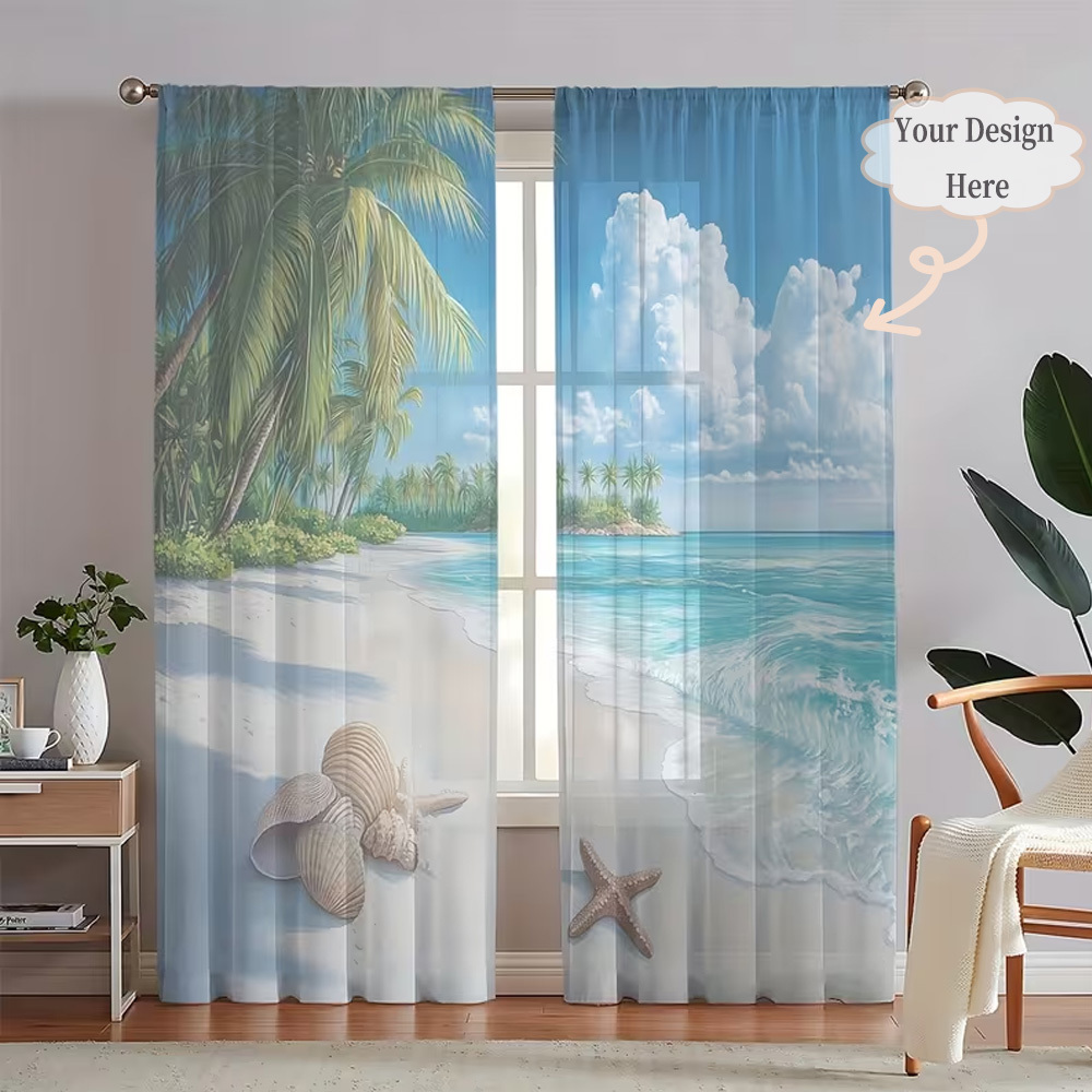 Custom 2D Flat 2pcs Sheer Curt - Home Textiles & Furnishings ulasan dan harga