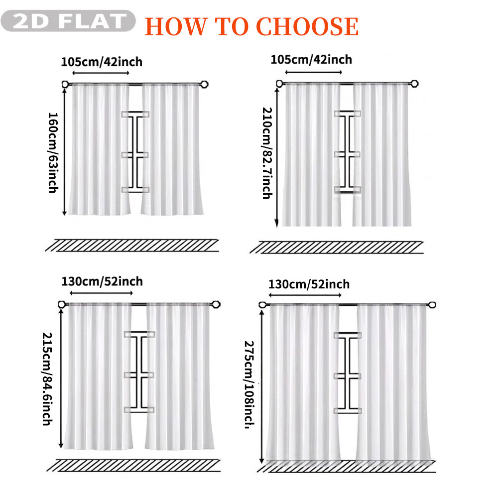 Custom 2D Flat 2pcs Sheer Curt - Home Textiles & Furnishings ulasan dan harga