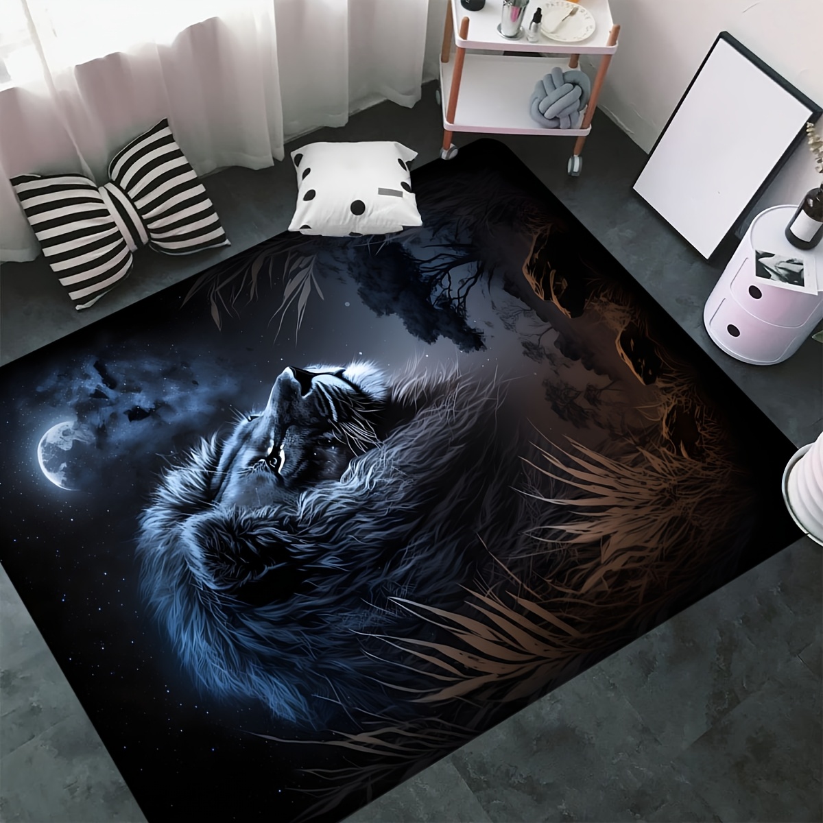 Starry Night Lion Floor Mat -  - Home Textiles Designer ulasan dan harga