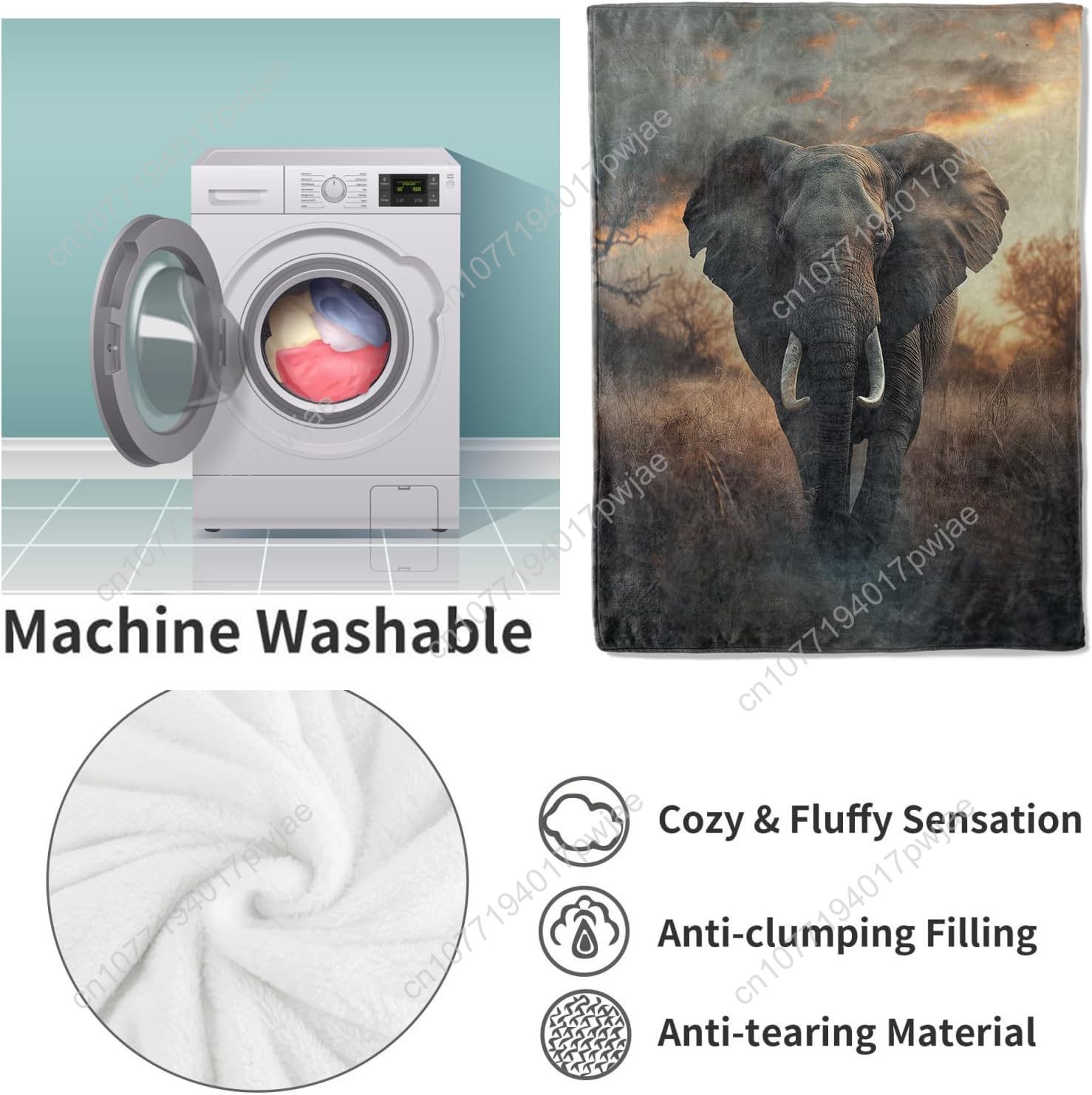 Elephant Fleece Blanket, Reali - Home Textiles & Furnishings ulasan dan harga