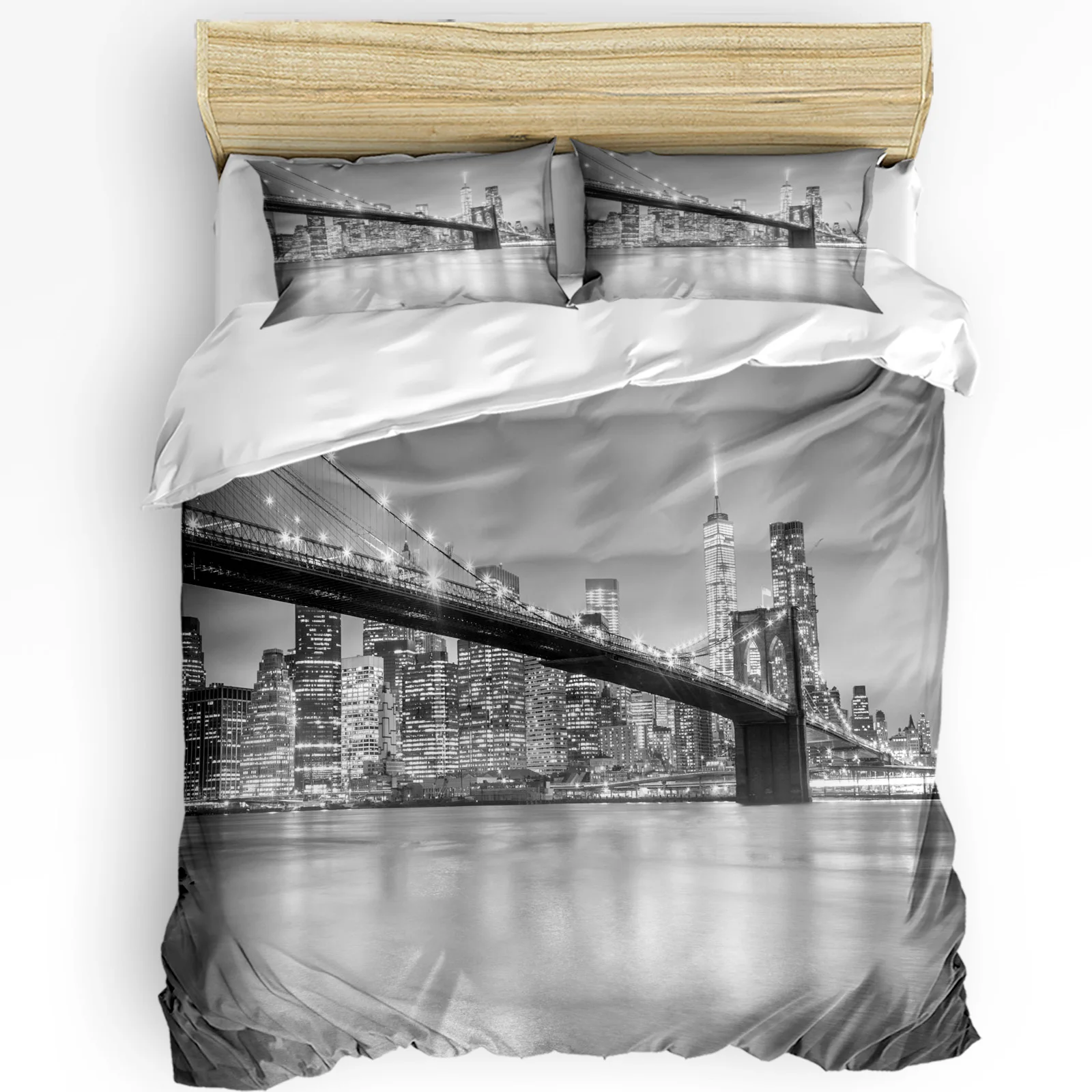 3pcs Bedding Set Grey New York - Home Textiles New York ulasan dan harga
