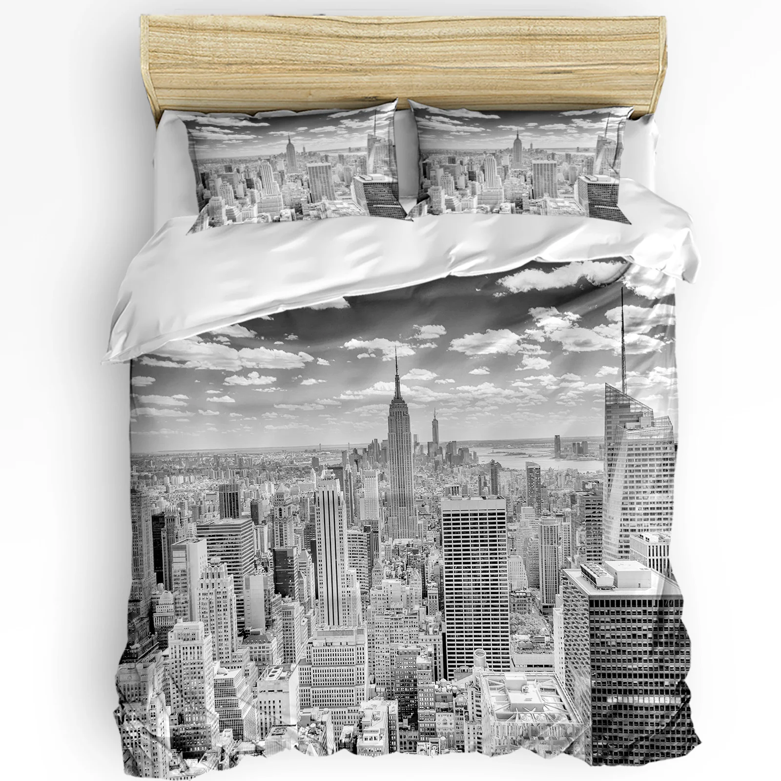 3pcs Bedding Set Grey New York - Home Textiles New York ulasan dan harga