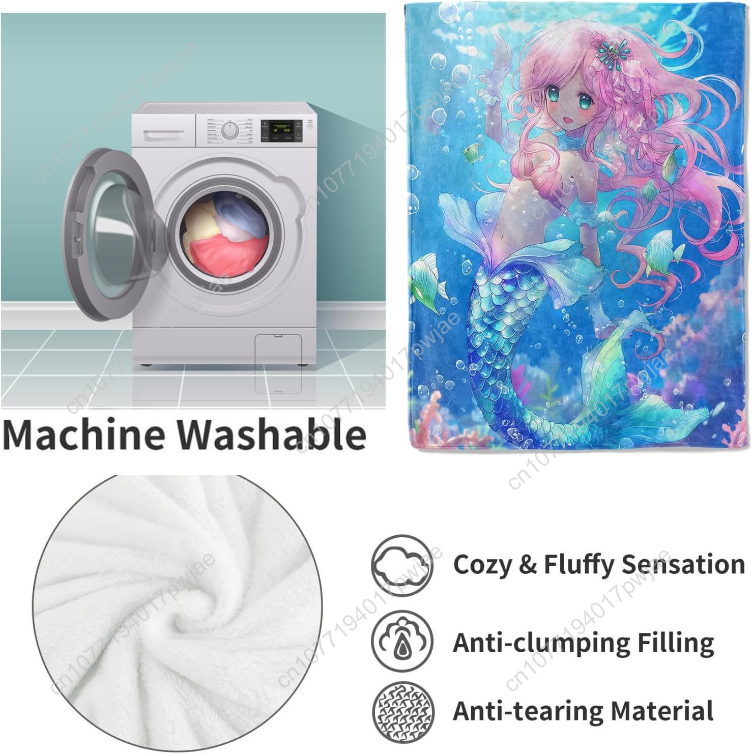 Cute Mermaid Blanket Cartoon F - Home Textiles & Furnishings ulasan dan harga