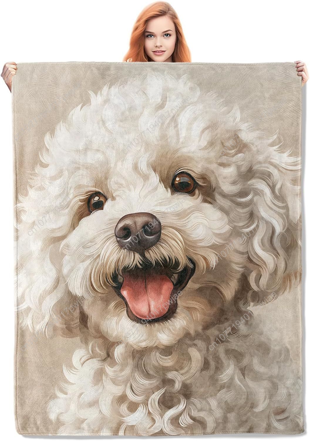 Joyful Poodle Portrait Blanket - Home Textiles Designer ulasan dan harga