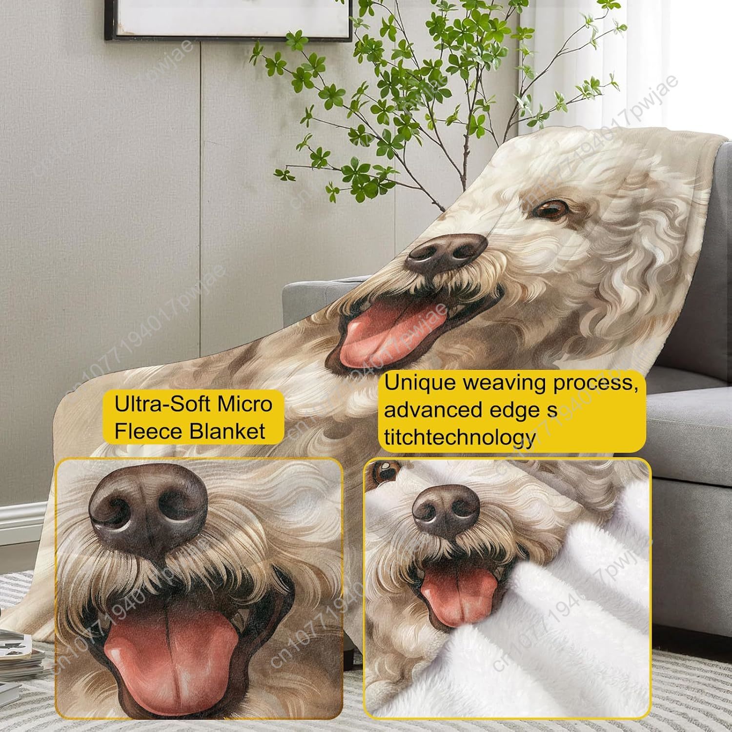 Joyful Poodle Portrait Blanket - Home Textiles Designer ulasan dan harga