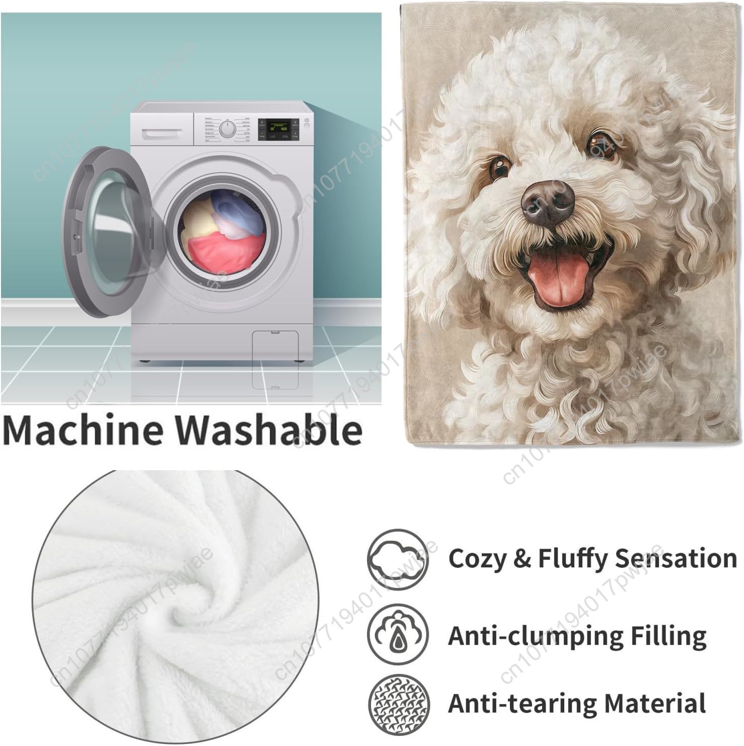 Joyful Poodle Portrait Blanket - Home Textiles Designer ulasan dan harga