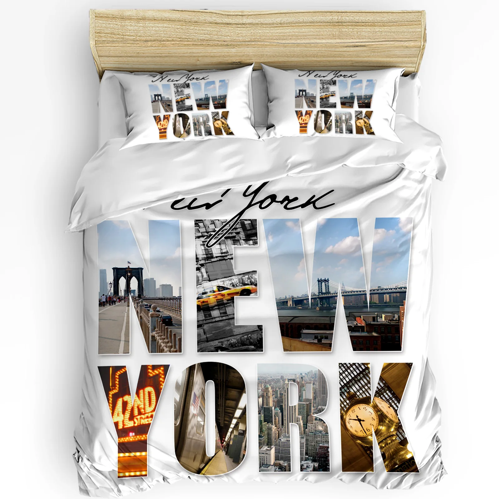 New York English Text Landscap - Home Textiles New York ulasan dan harga