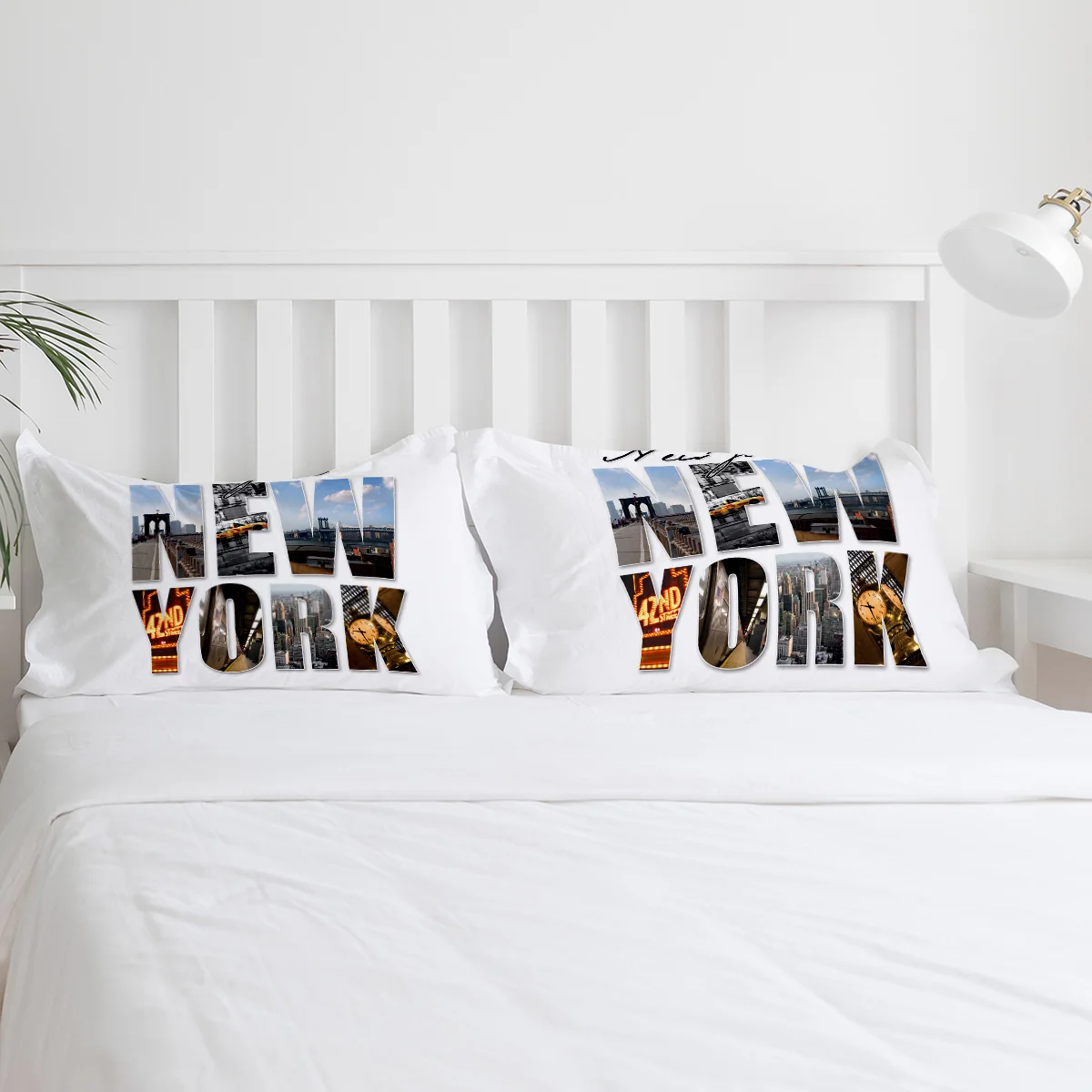 New York English Text Landscap - Home Textiles New York ulasan dan harga