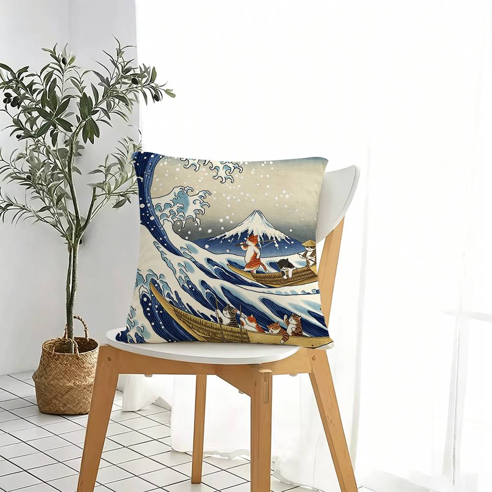 Art Katsushika H-Hokusai  Squa - Home Art Textiles ulasan dan harga